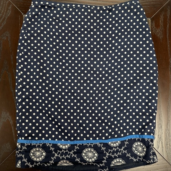 *LOFT* Blue x White Polka Dot Skirt Size 2 - Picture 1 of 5